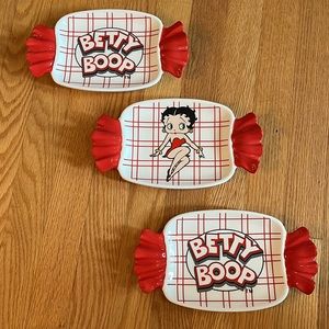 2006 BETTY BOOP Ceramic Candy Shaped Plates Trinket Trays 9X5 Inches